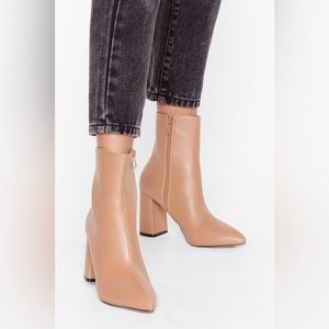 NASTY GAL- Hey Sole Sister Faux Leather Heeled Boots size 6